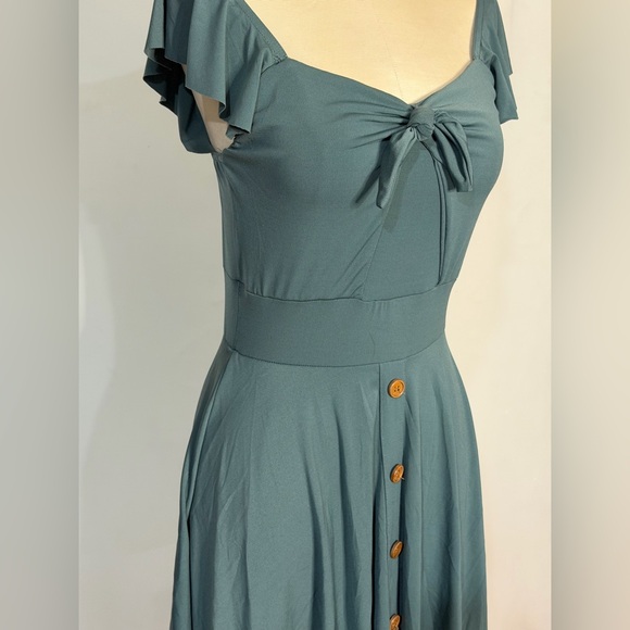 Weissman Contemporary Dance Costume Dress Teal w Buttons - Picture 2 of 11